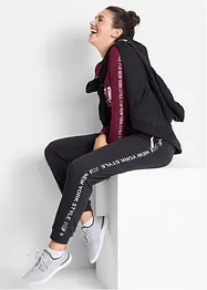 Pantalon en molleton avec lien à nouer et message imprimé, bonprix