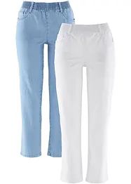 Lot de 2 pantalons 7/8 confort stretch avec taille confortable, bonprix