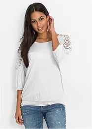 T-shirt oversize en viscose extensible et dentelle, bonprix