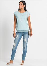 Petit Haut Femme MAURICES - Gris Foncé/violet/or - Manches 3/4 Et Encolure Trou De Serrure - Taille S - Neuf