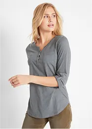 T-shirt coton col Henley avec patte de boutonnage, bonprix