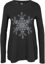 T-shirt manches longues coton à imprimé flocon de neige métallique, bpc bonprix collection