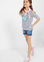 Lot de 2 T-shirts fille avec épaules découpées, bonprix