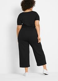 Combipantalon en jersey avec col V, manches courtes, bpc bonprix collection