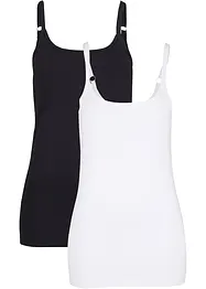 Lot de 2 tops longs coton bretelles spaghetti, bonprix