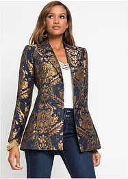 Manteau court en jacquard doré, taille courte, bonprix