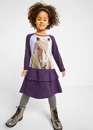 Robe en jersey fille avec coton et volants, bonprix