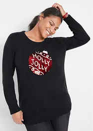 Pull de Noël avec sequins réversibles, bonprix