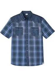 Chemise manches courtes avec empiècement en jean, bonprix