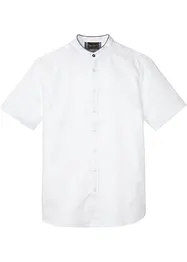 Chemise manches courtes en lin à col montant, bonprix