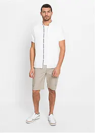 Chemise manches courtes en lin à col montant, bonprix