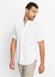 Chemise manches courtes en lin à col montant, bonprix