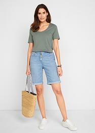 Bermuda en jean confort stretch avec broderie et taille confortable, bpc bonprix collection