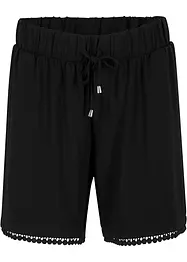 Short en jersey de viscose mélangée avec taille élastiquée et dentelle, bonprix