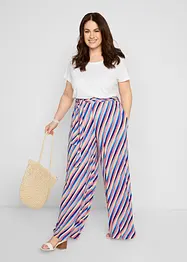 Pantalon palazzo large en jersey avec taille confortable, rayé, bonprix