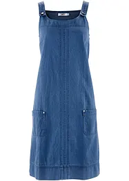 Robe en jean coton avec bretelles de salopette, longueur genou, bonprix