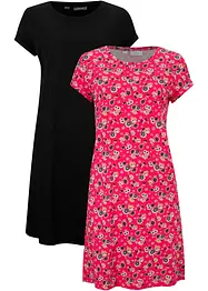 Lot de 2 robes en jersey 100% coton, fentes latérales, bonprix