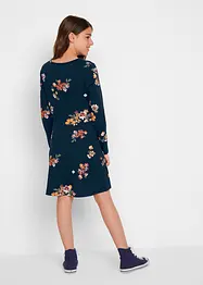 Robe fille à manches longues en jersey à fleurs, bonprix