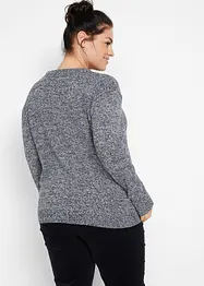 Pull en maille chiné à col rond, bonprix