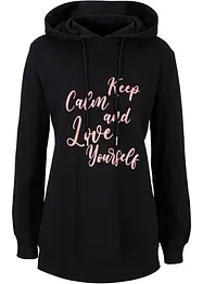 Sweat-shirt sport et féminin avec inscription métallisée, fentes latérales pour une plus grande liberté de mouvement, capuche., bonprix