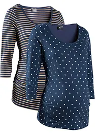 Lot de 2 T-shirts de grossesse en coton, imprimé et manches 3/4, bonprix