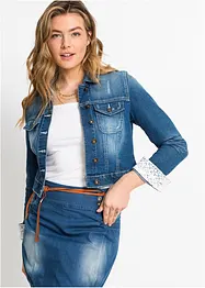 Veste en jean à empiècement dentelle, bonprix