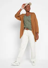 T-shirt côtelé à imprimé floral, manches coude, bonprix