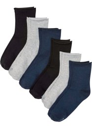 Lot de 6 paires de mi-chaussettes  avec bord roulotté avec coton bio, bpc bonprix collection