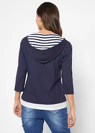 T-shirt à capuche, manches 3/4, 100% coton, bonprix