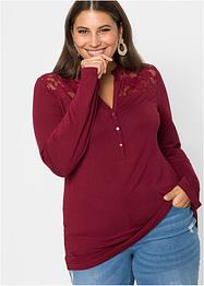 T-shirt Henley à empiècement dentelle, BODYFLIRT