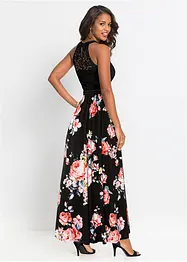 Robe longue estivale avec imprimé floral et empiècement dentelle, bonprix