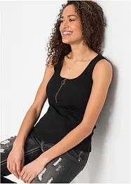 Top côtelé à encolure zippée, bonprix