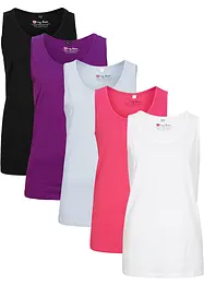 Lot de 5 longs débardeurs coton, bonprix