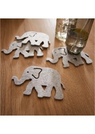 Lot de 4 sous-verres en forme d'éléphant, bpc living bonprix collection