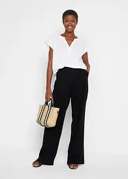 Pantalon palazzo en lin mélangé, coupe très large, bonprix