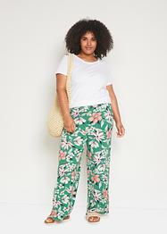 Pantalon en jersey à imprimé floral, coupe large, bpc bonprix collection