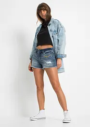 Short en jean à broderie, bonprix