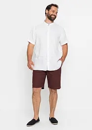 Chemise manches courtes en lin à col montant, bonprix