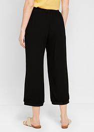 Pantalon large en Punto di Roma avec tour de taille confortable et bords-côtes à la base, bpc bonprix collection