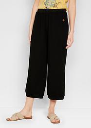 Pantalon large en Punto di Roma avec tour de taille confortable et bords-côtes à la base, bpc bonprix collection