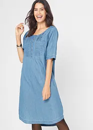 Robe en coton jean longueur genou, demi-manches, bonprix