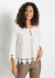 Blouse avec laçage et détails dentelle, RAINBOW