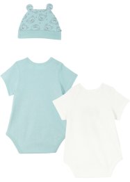 Body bébé manches courtes + bonnet en coton bio (Ens. 2 pces.), bpc bonprix collection