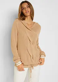 Pull à capuche avec motif torsadé raffiné, bonprix