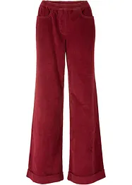 Pantalon large en velours côtelé avec taille haute élastiquée, bonprix