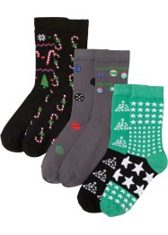 Lot de 3 paires de chaussettes avec différents motifs et carte cadeau, bpc bonprix collection