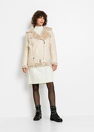 Veste biker longue avec doublure peluche, RAINBOW
