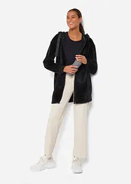 Veste longue en polaire moelleuse à capuche, bonprix