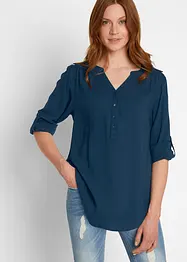 Blouse-tunique en viscose, col V et manches longues, bonprix