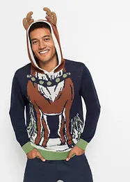 Pull à capuche avec motif de Noël en polyester recyclé, bonprix